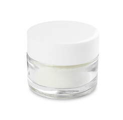 Rice loose face powder isolated on white. Makeup product