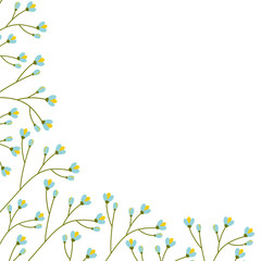 Corner frame of Blooming branches with copy space. Springtime Blossoms Border for many various uses
