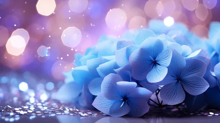 Foto op Canvas Soft bokeh background with contrasting hydrangea flowers and copy space for text placement © Ilja