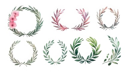 Obraz premium set of spring flowers border frame, watercolour pink and purple ,blue flower on the white screen, vector, illustration ,invitation card, set of floral branch., floral frame.floral greeting card design