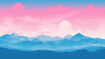 Pastel mountain and sky landscape poster