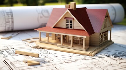 House construction. Construction scheme. Small house in construction scheme An architect, Work plan with dimensions and description for a new house project.
