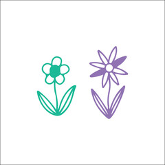 vector illustration of doodle two flowers