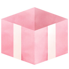 Pink gift box Empty box Watercolor Clip art