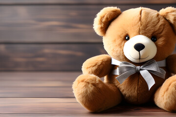 Brown cuteness: isolated plush teddy bear  generative ai