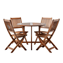Fototapeta na wymiar Folding wooden garden furniture set with table and chair isolated on transparent background