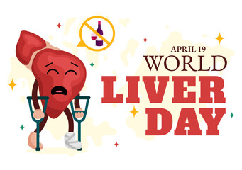 World Liver Day Vector Illustration on April 19th to Raise Global Awareness of Hepatitis and Healthy in Flat Cartoon Background Design