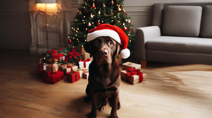 santa claus with dog