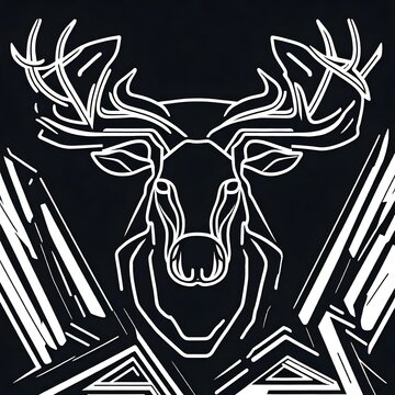 Geometric very simple moose logo Monoline art . Vector style art with Sharp lines. 