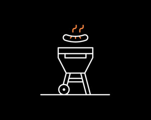 bbq illustration in dark style. Flat vector illustration.