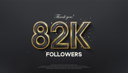 Golden line thank you 82k followers, with a luxurious and elegant gold color.