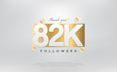 thank you 82k followers, simple design with numbers on gold paper.