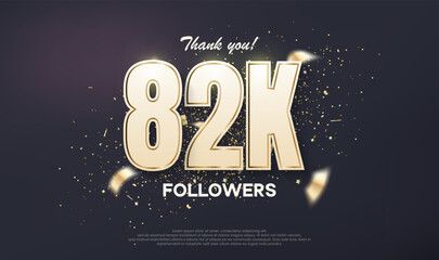 Followers design 82k achievement celebration. unique number with luxury gold