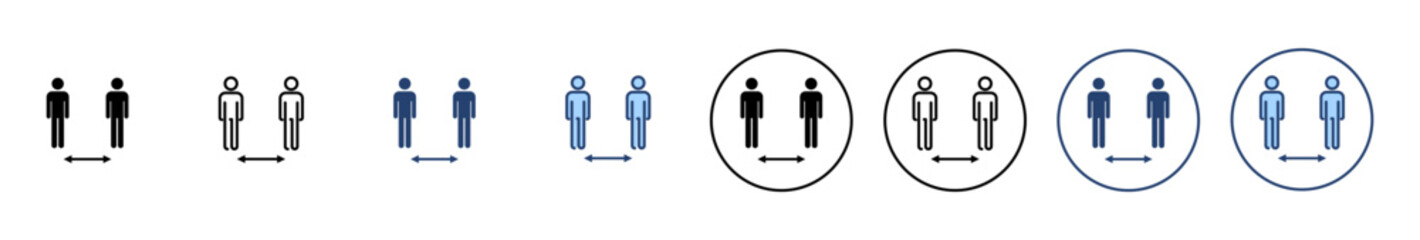Social distance icon vector. social distancing sign and symbol. self quarantine sign - obrazy, fototapety, plakaty
