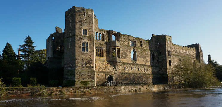 Newark castle Nottinghamshire UK with its stone walls and battlement&rsquo;s and walled streets