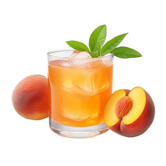 Freshly made peach cocktail glass isolated on transparent background