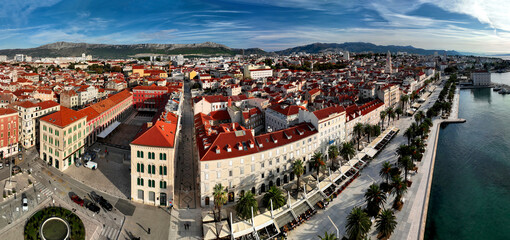 Aerial view of old city centre of Split, Croatia, centered on Marmont street (Marmontova ulica)