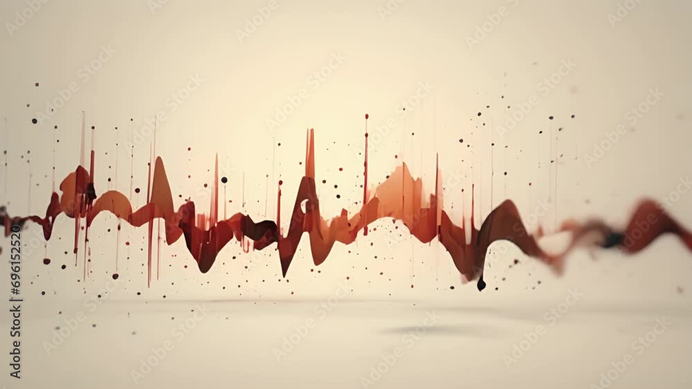 Wall mural minimal animation of a pulsing heartbeat, overlaid with abstract shapes and textures.