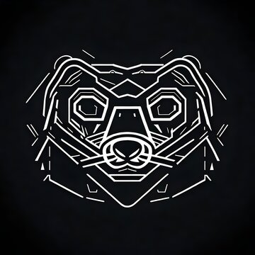 Geometric very simple beaver logo Monoline art . Vector style art with Sharp lines. 