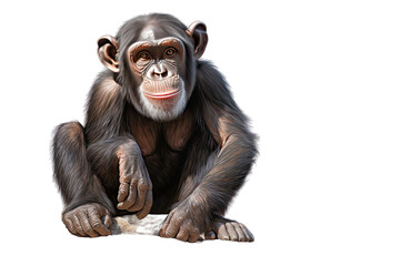 Chimpanzee thingking on transparent background