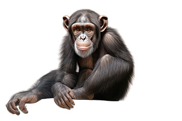 Naklejka premium Chimpanzee thingking on transparent background