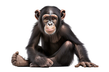 Chimpanzee thingking on transparent background