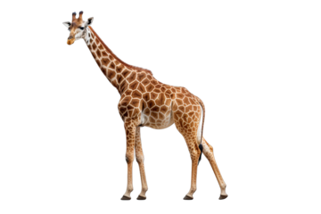 full giraffe on isolated transparent background