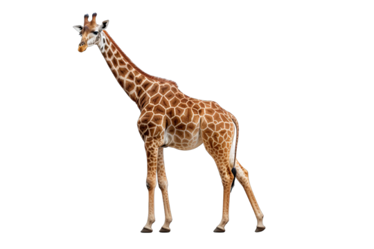 full giraffe on isolated transparent background