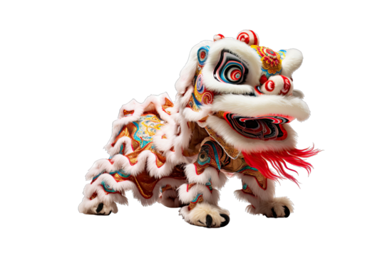 side view lion dance on isolated transparent background - Powered by Adobe
