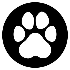 Black Circle with Paw Print