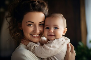 Mom with baby smiling