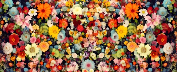 Fototapeta na wymiar Kaleidoscope of Colorful Flowers