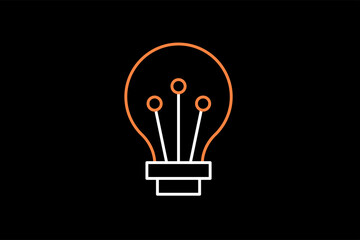 light bulb illustration in dark style. Flat vector illustration.