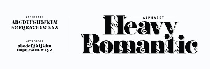 Elegant Font Uppercase Lowercase and Number. Classic Lettering Minimal Fashion Designs. Typography modern serif fonts regular decorative vintage concept. vector illustration
