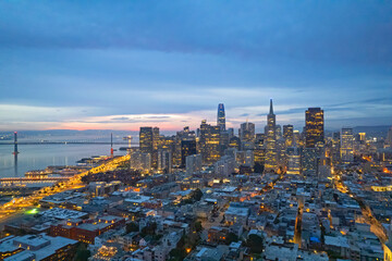 San Francisco City Skyline at Dusk, California