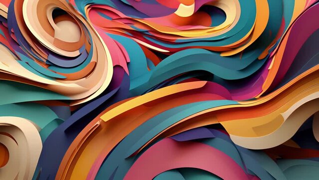 An abstract animation of swirling shapes and colors, symbolizing the complexity of understanding and defining personality. minimal 2d animation Psychology art concept