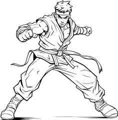 Fighter combat poses drawing