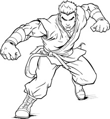 Fighter combat poses drawing