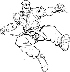 Fighter combat poses drawing