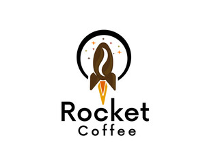 rocket coffee bean start fly logo icon symbol design template illustration inspiration