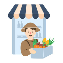 flat design farmers market illustration