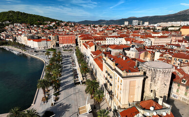 Aerial view of centre of Split, Croatia, with Palace Bajamonti featuring prominently