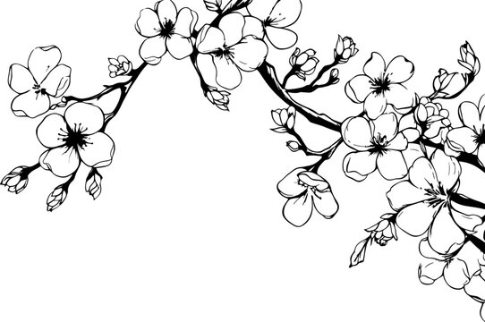Cherry blossom corner border