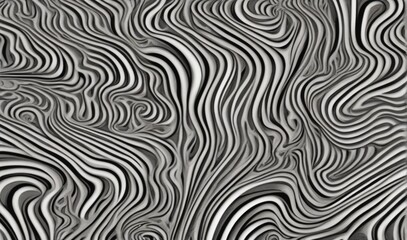 Curved wavy white thin lines on plain black background from AI Generative
