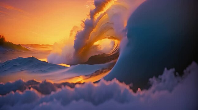 Extreme ocean wave splashing water.