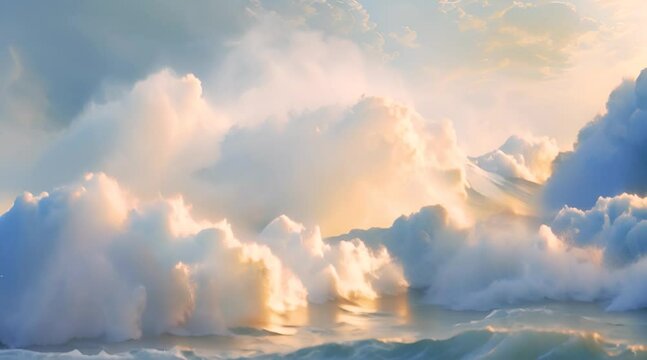 Extreme ocean wave splashing water.