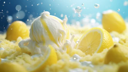 Papier Peint photo Photographie macro レモンアイスクリームのテクスチャー背景素材