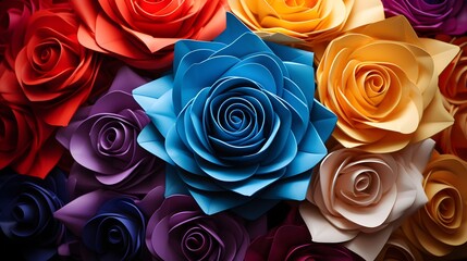 Colorful Paper Roses Background
