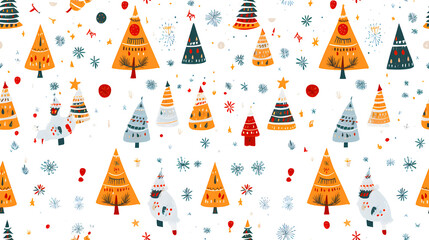 Vibrant New Year Images Seamlessly Repeated on Isolated Background