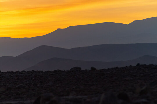 sunrise on the road on the way to the Codpa Valley in northern Chile